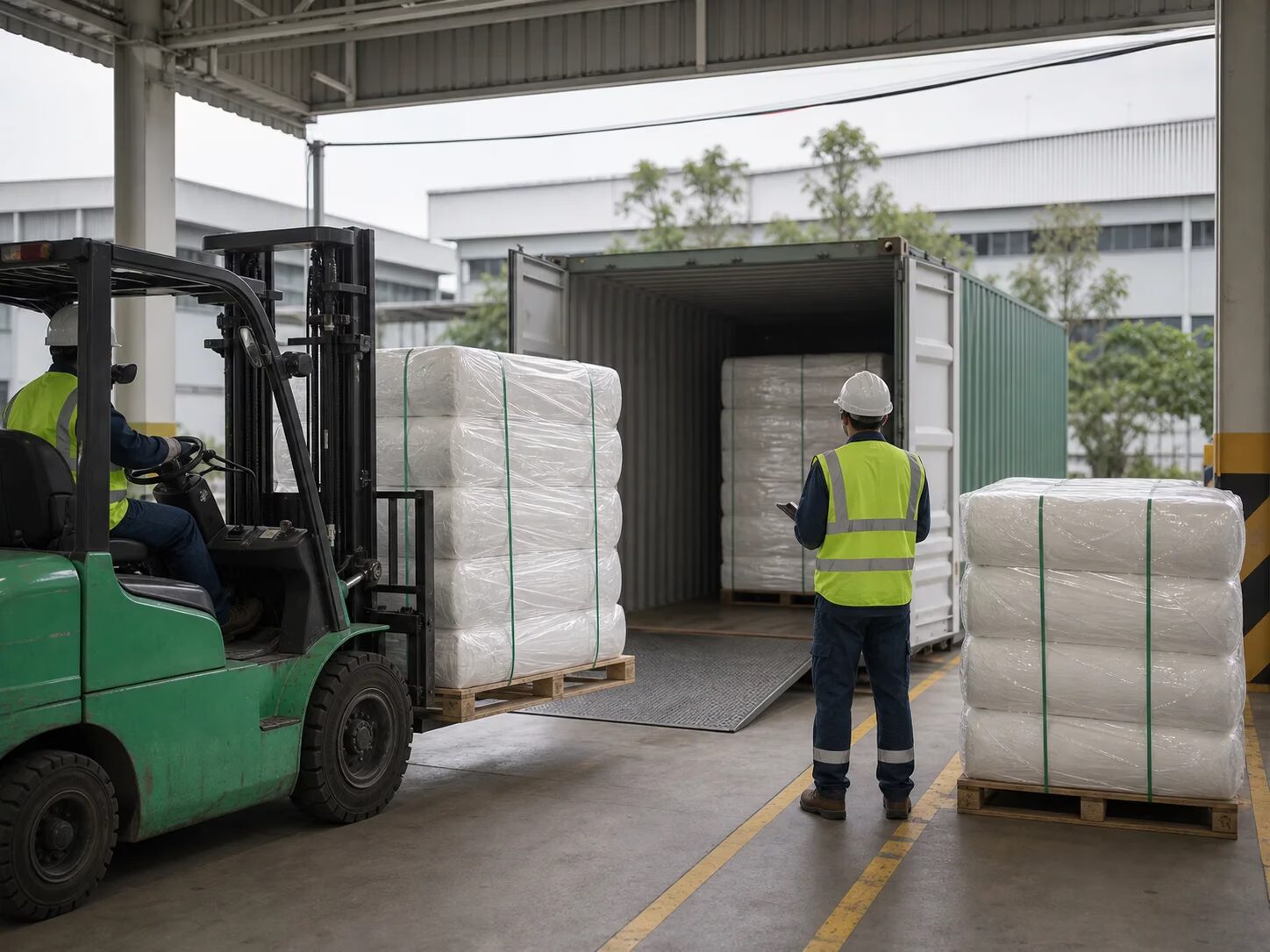Export loading of palletised blanket rolls